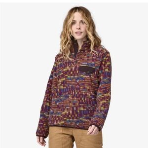 Patagonia Jacket Womens Small Fitz Roy Patchwork Night Plum Snap T Fleece 25455